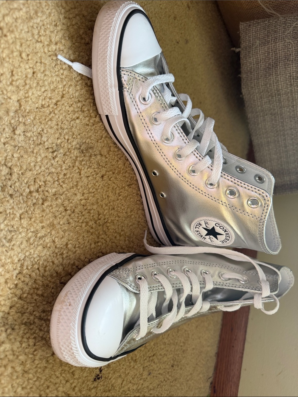 Converse Metallic Silver High-Top Sneakers - Picture 6 of 7